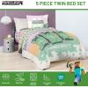 imageJay Franco Marvel Deadpool Queen Size Comforter Set  7 Piece Bedding Includes Sheet Set and Pillow Covers  Gray and Red Super Soft Cozy BeddingPink  Minecraft 01