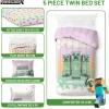 imageJay Franco Marvel Deadpool Queen Size Comforter Set  7 Piece Bedding Includes Sheet Set and Pillow Covers  Gray and Red Super Soft Cozy BeddingPink  Minecraft 01