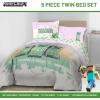 imageJay Franco Marvel Deadpool Queen Size Comforter Set  7 Piece Bedding Includes Sheet Set and Pillow Covers  Gray and Red Super Soft Cozy BeddingPink  Minecraft 01
