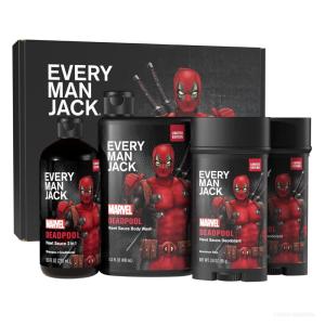 imageEvery Man Jack Deadpool Body Set  Perfect for Every Guy ampamp MarvelLover  Bath and Body Marvel Gift Set with Clean Ingredients ampamp Incredible Scents  Includes Body Wash Shampoo ampamp Deodorant 2PackHawt Sauce