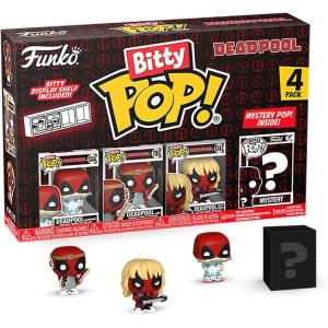 imageFunko Bitty POP Deadpool  Sleepover 4Pack and A Surprise Mystery Mini Figure  09 Inch 22 Cm Collectable  Stackable Display Shelf Included  Gift Idea  Party Bags Stocking  Cake Topper