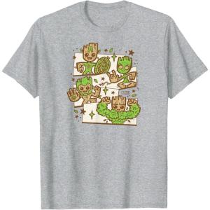 imageGuardians Of The Galaxy  Baby Groot Characters TShirtHeather Grey