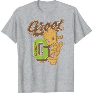 imageGuardians Of The Galaxy  Baby Groot Collegiate TShirtHeather Grey