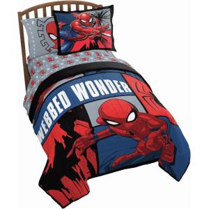 imageJay Franco Marvel Deadpool Queen Size Comforter Set  7 Piece Bedding Includes Sheet Set and Pillow Covers  Gray and Red Super Soft Cozy BeddingMulti  Spiderman