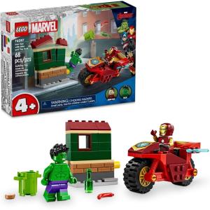 imageLEGO Marvel Iron Man with Bike and The Hulk Building Set Easy Build Marvel Toy for Kids Collectible Playset with Motorcycle Toy and 2 Minifigures Great Gift for Boys and Girls Ages 4 and Up 76287