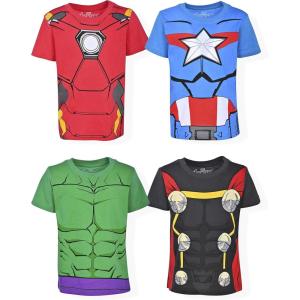 imageMarvel Avengers Captain America Hulk and Iron Man Boys 4 Pack Short Sleeve TShirt for Toddler and Little KidsDark Gray
