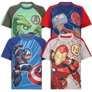 imageMarvel Avengers Captain America Hulk and Iron Man Boys 4 Pack Short Sleeve TShirt for Toddler and Little KidsThorHulkCaptain AmericaIron Man