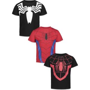 imageMarvel Avengers SpiderMan Iron Man Thor 3 Pack TShirts Toddler to Big KidBlackRed