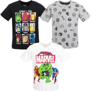imageMarvel Avengers SpiderMan Iron Man Thor 3 Pack TShirts Toddler to Big KidBlackwhite