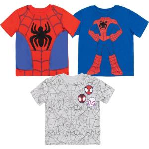 imageMarvel Avengers SpiderMan Iron Man Thor 3 Pack TShirts Toddler to Big KidBlue Gray Red
