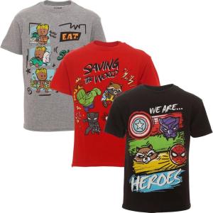 imageMarvel Avengers SpiderMan Iron Man Thor 3 Pack TShirts Toddler to Big KidGrayBlackRed