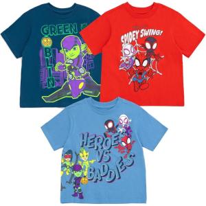 imageMarvel Avengers SpiderMan Iron Man Thor 3 Pack TShirts Toddler to Big KidSlate Blue  Red