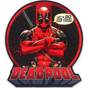 imageMarvel Deadpool Quote Metal Sign  Lets Do This Crazy Bad Thing Sign for Man Cave Teen Bedroom or Movie RoomRedGray