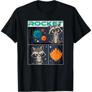 imageMarvel Guardians of the Galaxy Volume 3 Baby Rocket Panels TShirtBlack