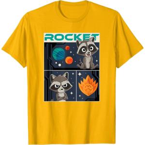 imageMarvel Guardians of the Galaxy Volume 3 Baby Rocket Panels TShirtGolden Yellow