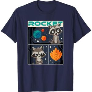 imageMarvel Guardians of the Galaxy Volume 3 Baby Rocket Panels TShirtNavy Blue
