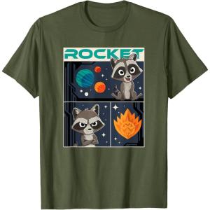 imageMarvel Guardians of the Galaxy Volume 3 Baby Rocket Panels TShirtOlive Green