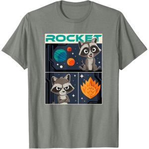 imageMarvel Guardians of the Galaxy Volume 3 Baby Rocket Panels TShirtOlive Heather