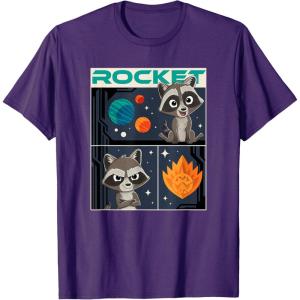 imageMarvel Guardians of the Galaxy Volume 3 Baby Rocket Panels TShirtPurple