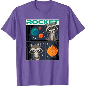 imageMarvel Guardians of the Galaxy Volume 3 Baby Rocket Panels TShirtPurple Heather