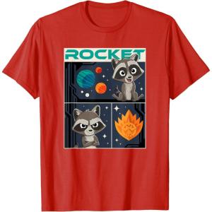 imageMarvel Guardians of the Galaxy Volume 3 Baby Rocket Panels TShirtRed