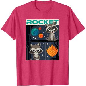 imageMarvel Guardians of the Galaxy Volume 3 Baby Rocket Panels TShirtRed Heather