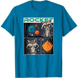 imageMarvel Guardians of the Galaxy Volume 3 Baby Rocket Panels TShirtSapphire Blue