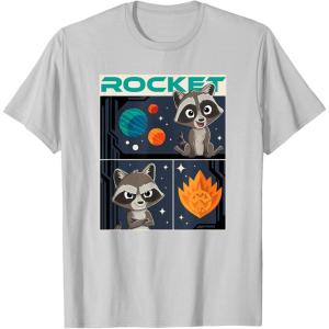 imageMarvel Guardians of the Galaxy Volume 3 Baby Rocket Panels TShirtSilver Grey