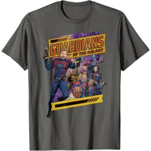 imageMarvel Guardians of the Galaxy Volume 3 Comic Style and Logo TShirtAsphalt Grey