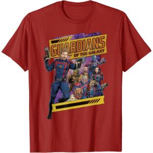 imageMarvel Guardians of the Galaxy Volume 3 Comic Style and Logo TShirtCranberry Red