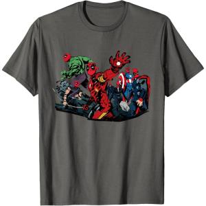 imageMarvel Studios Deadpool ampamp Wolverine Avengers Assemble Homage TShirtAsphalt Grey