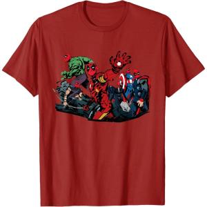 imageMarvel Studios Deadpool ampamp Wolverine Avengers Assemble Homage TShirtCranberry Red