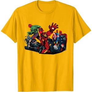 imageMarvel Studios Deadpool ampamp Wolverine Avengers Assemble Homage TShirtGolden Yellow
