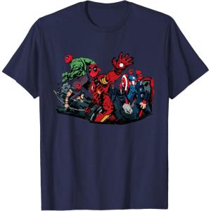 imageMarvel Studios Deadpool ampamp Wolverine Avengers Assemble Homage TShirtNavy Blue