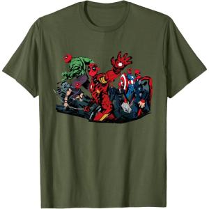 imageMarvel Studios Deadpool ampamp Wolverine Avengers Assemble Homage TShirtOlive Green