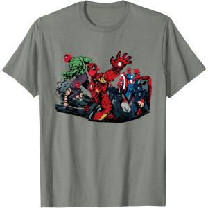 imageMarvel Studios Deadpool ampamp Wolverine Avengers Assemble Homage TShirtOlive Heather