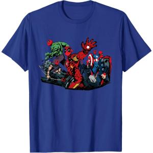 imageMarvel Studios Deadpool ampamp Wolverine Avengers Assemble Homage TShirtRoyal Blue