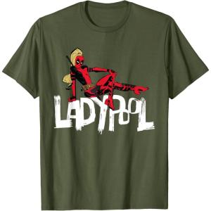 imageMarvel Studios Deadpool ampamp Wolverine Ladypool Toony Art TShirtOlive Green