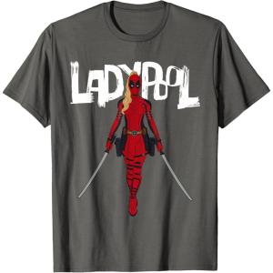 imageMarvel Studios Deadpool ampamp Wolverine Ladypool with Swords TShirtAsphalt Grey