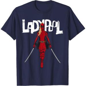 imageMarvel Studios Deadpool ampamp Wolverine Ladypool with Swords TShirtNavy Blue