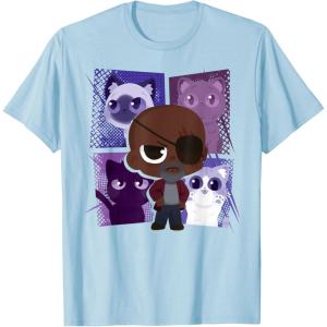 imageMarvel Studios The Marvels Nick Fury and Flerkittens Cute TShirtBaby Blue