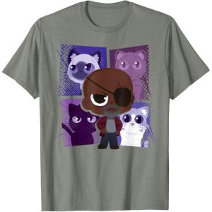 imageMarvel Studios The Marvels Nick Fury and Flerkittens Cute TShirtOlive Heather