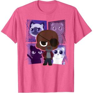imageMarvel Studios The Marvels Nick Fury and Flerkittens Cute TShirtPink Heather