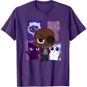 imageMarvel Studios The Marvels Nick Fury and Flerkittens Cute TShirtPurple