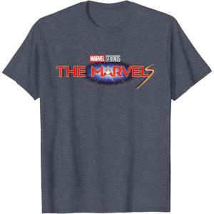 imageMarvel Studios The Marvels Official Movie Logo TShirtHeather Blue