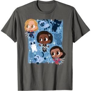 imageMarvel Studios The Marvels Super Heroes and Flerkittens Cute TShirtAsphalt Grey