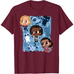 imageMarvel Studios The Marvels Super Heroes and Flerkittens Cute TShirtBurgundy