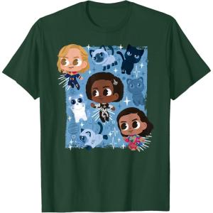 imageMarvel Studios The Marvels Super Heroes and Flerkittens Cute TShirtDark Green