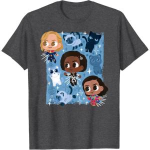 imageMarvel Studios The Marvels Super Heroes and Flerkittens Cute TShirtDark Heather Grey
