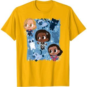 imageMarvel Studios The Marvels Super Heroes and Flerkittens Cute TShirtGolden Yellow